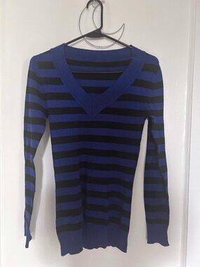 Black and Blue V-neck Sweater